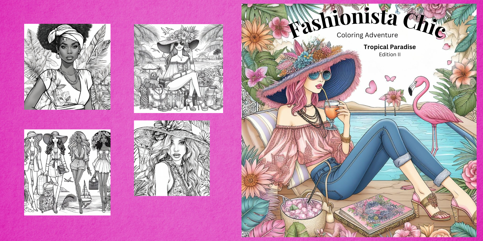 Fashionista Chic Coloring Adventure Tropical Paradise