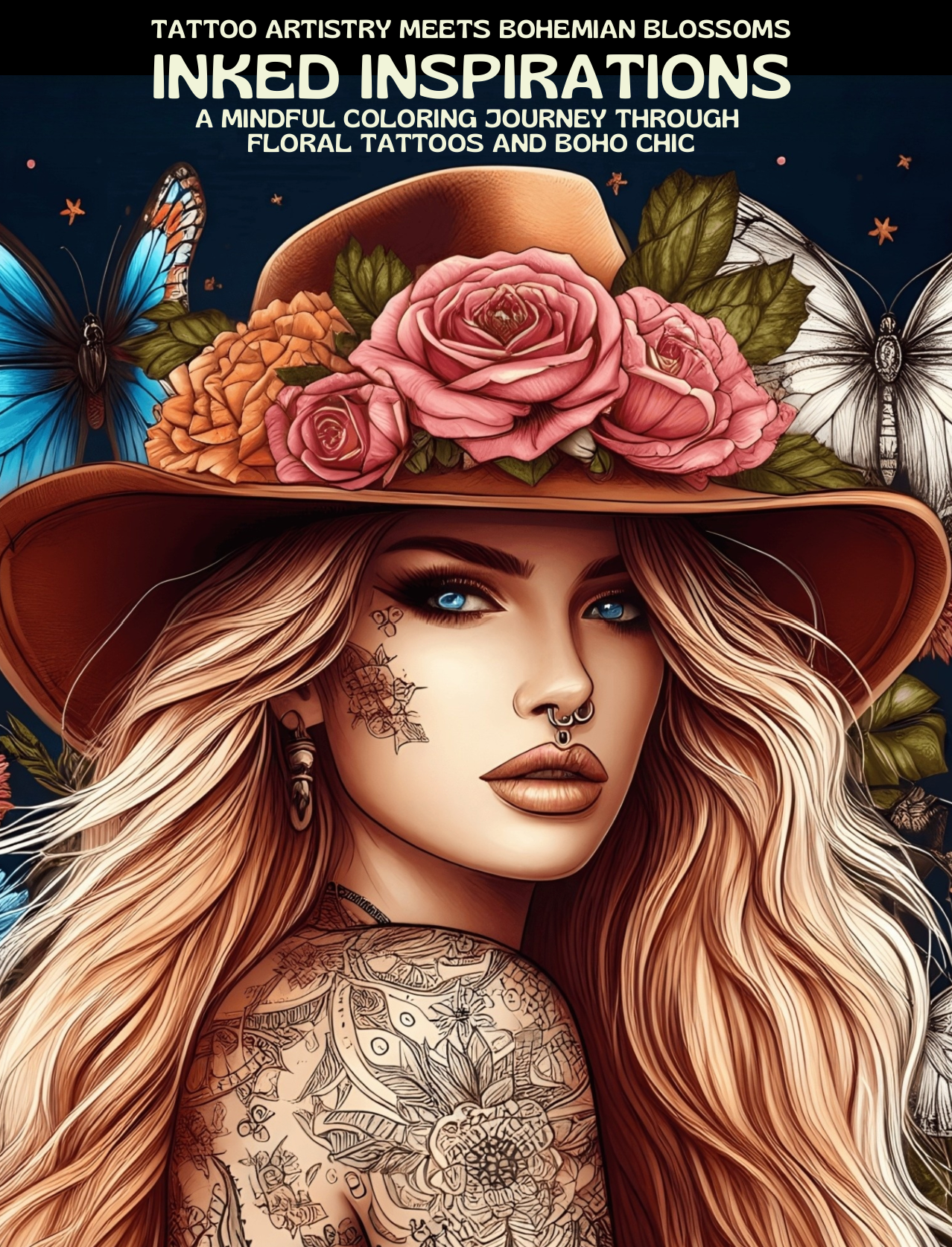 Inked Inspirations: Tattoo Artistry Meets Bohemian Blossoms: A Mindful Coloring Journey Through Floral Tattoos and Boho Chic